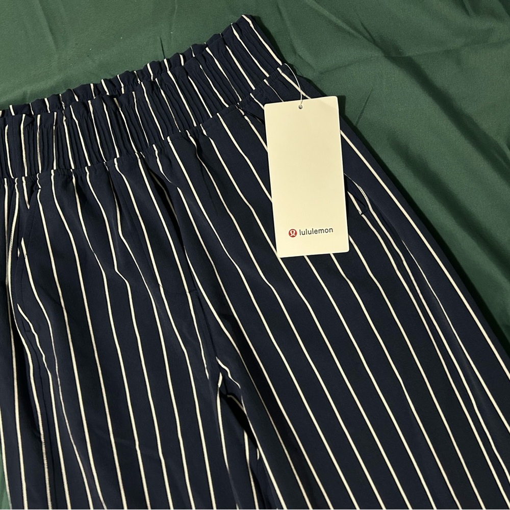 lululemon athletica Navy and White Striped Cropped Pants